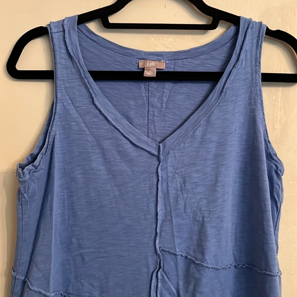 J Jill Exposed Seams Blue 100% Cotton Sleeveless Dress SizeS - Picture 10 of 15